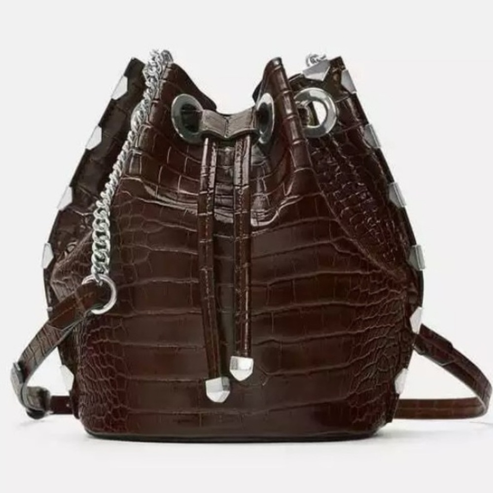 Zara Embossed Bucket Bag